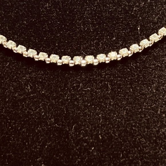 Silver Tone With Clear Rhinestones Choker Necklace (3835) - Picture 2 of 5